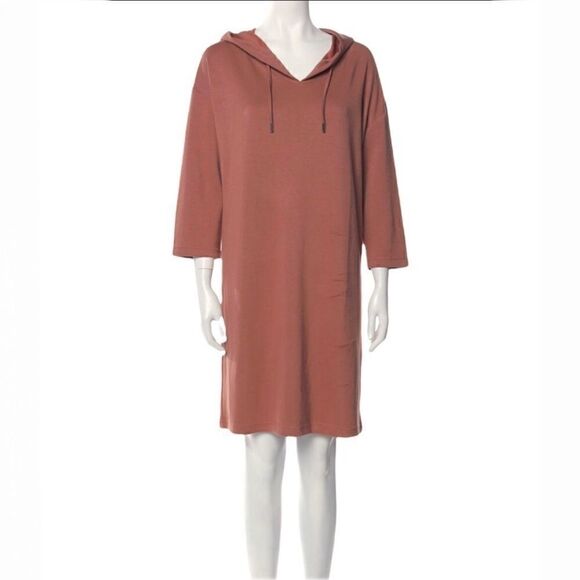 Cynthia Rowley Rust Orange Hooded V-Neck Sweater Dress Size Large - Picture 1 of 5